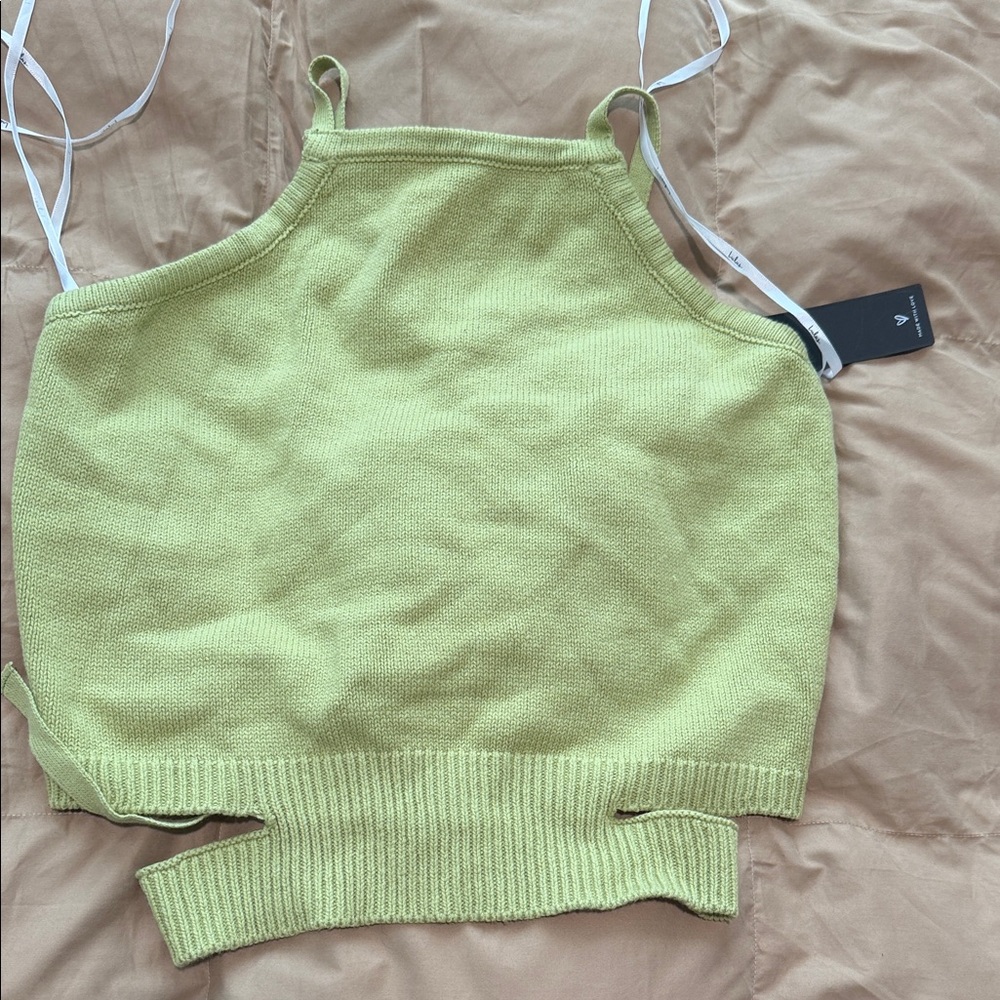 Lulus Lime Green Cutout Tie-Back Sweater Tank